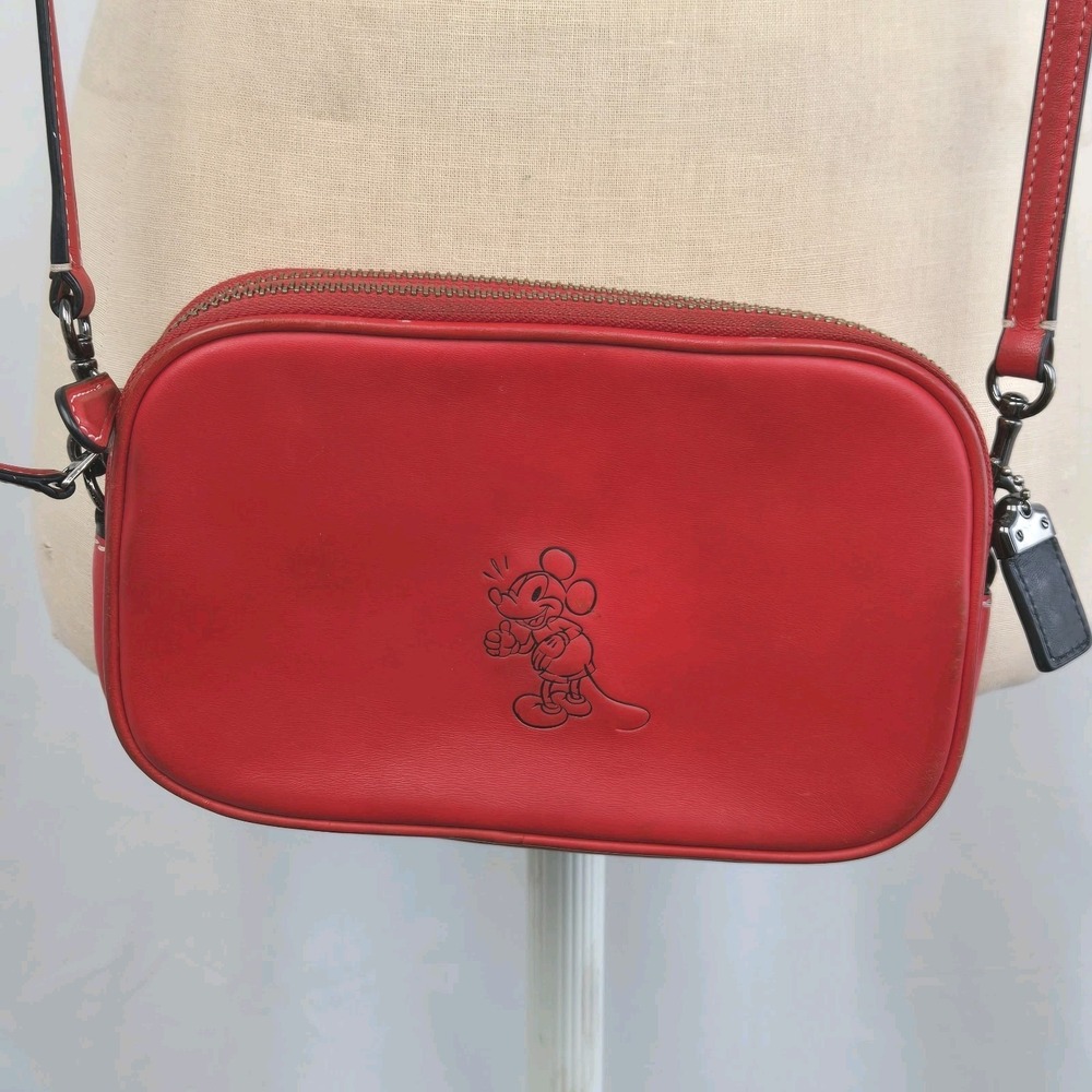 Coach x Disney Mickey Mouse‎ Red  Crossbody Clutch Bag Leather Limited Edition
